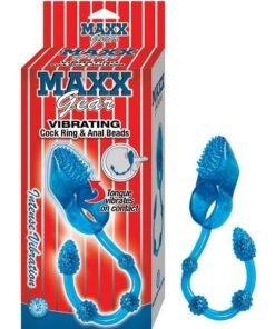 Maxx Gear Vibrating Cock Ring with Anal Beads Blue