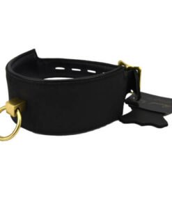 n10919 bound noir nubuck leather collar with o ring 2 1