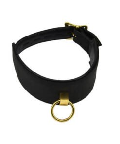 n10919 bound noir nubuck leather collar with o ring 6 1