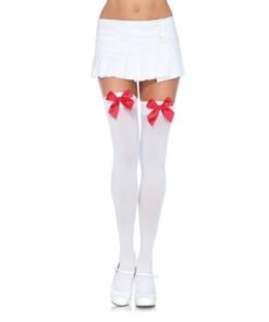 n9243 nylon thigh highs with bow 2 5