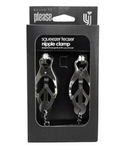 Bound to Please Squeezer Teaser Clover Nipple Clamps with Chain n9379 bound to tease squeezer teaser nipple clamp 2 3