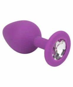 Loving Joy Jewelled Silicone Butt Plug Purple - Medium