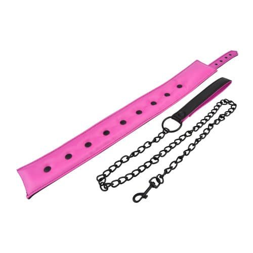 Bound to Please Pink & Black Bondage Collar & Leash Bound to Please Pink & Black Bondage Collar & Leash - Image 4
