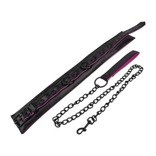 Bound to Please Pink & Black Bondage Collar & Leash Bound to Please Pink & Black Bondage Collar & Leash - Image 3