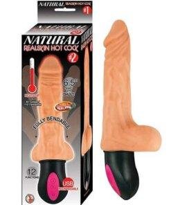Realistic Warming 6.5 inch Vibrating Dildo with Balls Vanilla