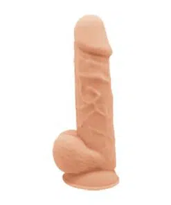 SilexD 8.5 inch Realistic Vibrating Silicone Dual Density Girthy Dildo with Suction Cup with Balls