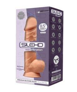 SilexD 8.5 inch Realistic Vibrating Silicone Dual Density Girthy Dildo with Suction Cup with Balls - Image 3