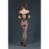 n11760 moonlight criss cross cut out crotchless floral bodystocking black os 2