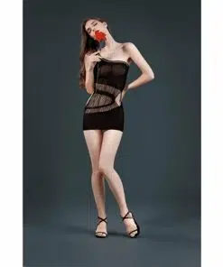 moonlight mesh and string mini dress black one size