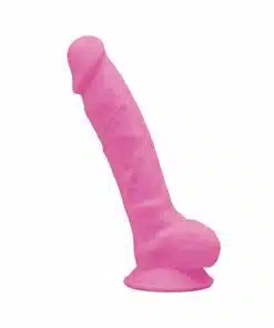silexd 7 inch glow in the dark realistic silicone dual density dildo with suction cup and balls pink