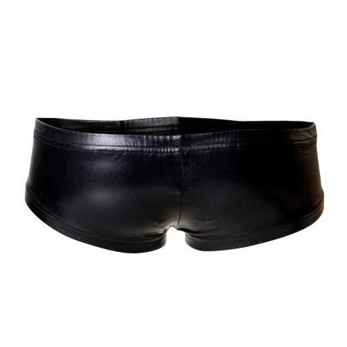 c4m booty shorts black leatherette small