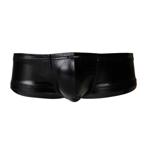c4m booty shorts black leatherette small