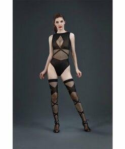 moonlight two piece black body and stockings one size