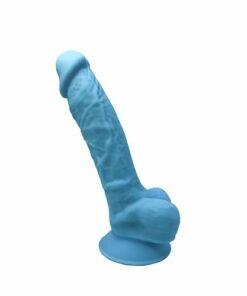 silexd 7 inch realistic silicone dual density dildo with suction cup and balls blue