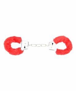 bound to play. heavy duty furry handcuffs red