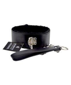 bound to please furry collar with leash black 2