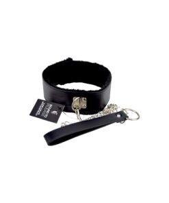 bound to please furry collar with leash black 3