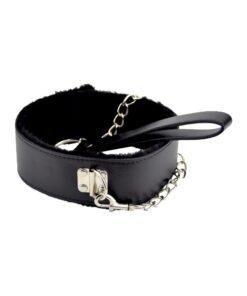 bound to please furry collar with leash black 6