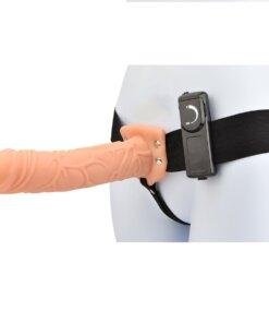 Loving Joy 8 Inch Vibrating Hollow Strap On Vanilla