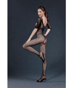 Moonlight Low Back Lace and Net Crotchless Bodystocking One Size