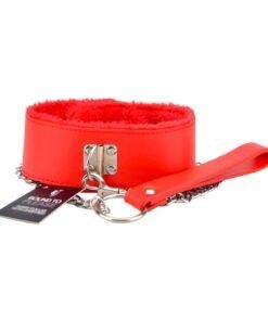 n11935 bound to please furry collar with leash red