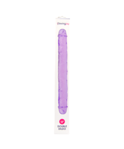 n11950 loving joy 12 inch double dildo purple lying down boxed