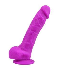 Loving Joy 8 Inch Realistic Silicone Dildo with Suction Cup and Balls Purple