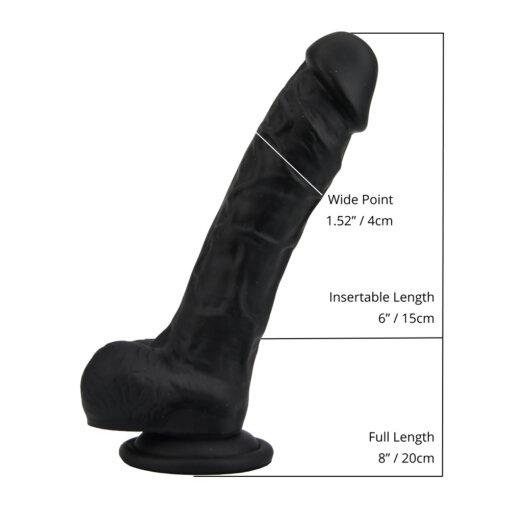 Loving Joy 8 Inch Realistic Silicone Dildo with Suction Cup and Balls Black - Image 6