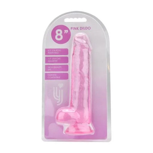 Loving Joy 8 Inch Dildo with Balls Pink - Image 6