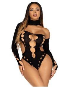 n12363 leg sparkle cut out bodysuit wthong back 3