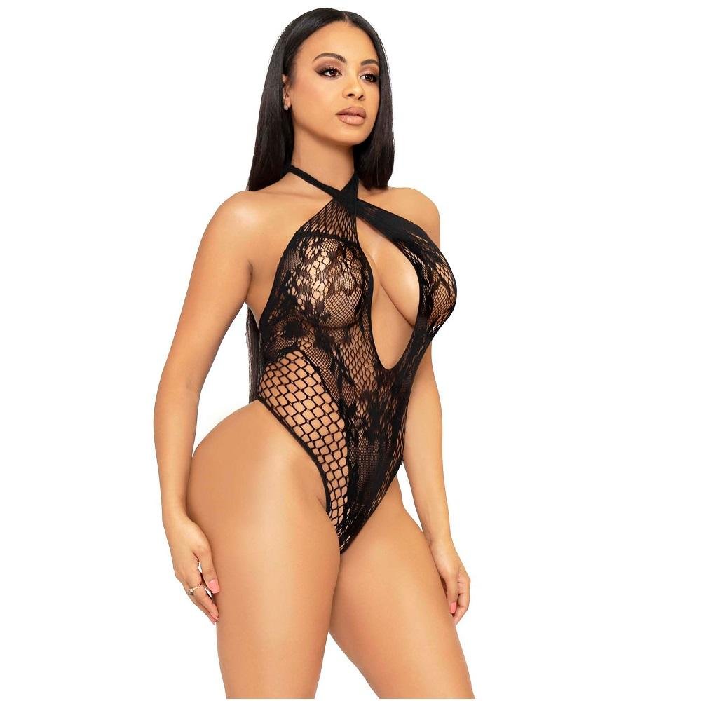 Leg Avenue Lace and Net Halter Teddy Leg Avenue Lace and Net Halter Teddy - Image 5
