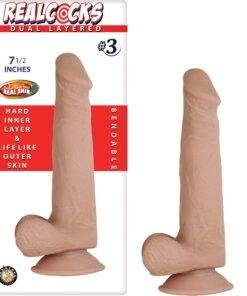 RealCocks Dual Layer Bendable Dildo 7.5 Inch Vanilla