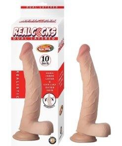 RealCocks Dual Layer Bendable Dildo 10 Inch Vanilla