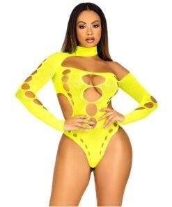 n12494 leg avenue cut out bodysuit wthong neon yellow 3