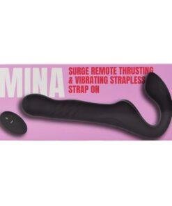 n12530 mina remote thrusting vibrating strapless strap on pkg