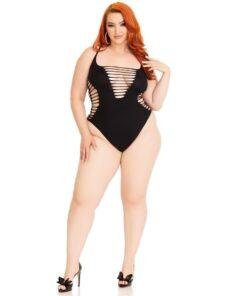 n12605 leg avenue shredded thong bodysuit black ps 2