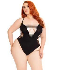 n12605 leg avenue shredded thong bodysuit black ps 4