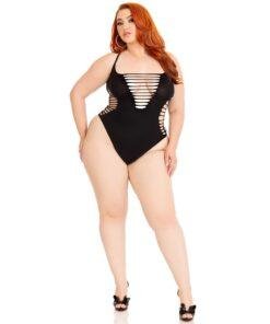 n12605 leg avenue shredded thong bodysuit black ps 5