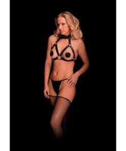 Open Cup Bonded Leather Harness One Size - Image 3