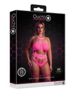 n12664 cut out thong bodysuit neon pink ps 2