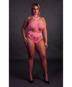 n12664 cut out thong bodysuit neon pink ps 4