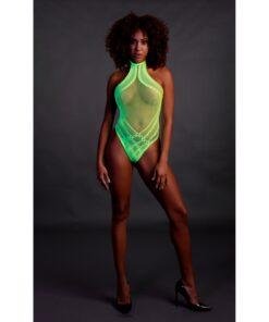 n12665 halter tie neck bodysuit neon green os 4