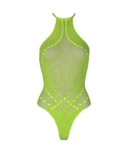 n12665 halter tie neck bodysuit neon green os 6