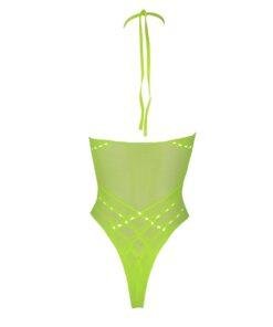 n12665 halter tie neck bodysuit neon green os 7
