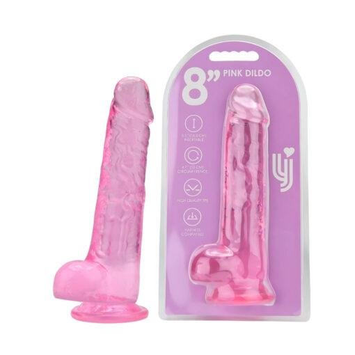 Loving Joy 8 Inch Dildo with Balls Pink - Image 5