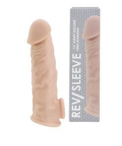 n12371 rev sleeves 7 5 inch girthy realistic silicone penis extension sleeve duo