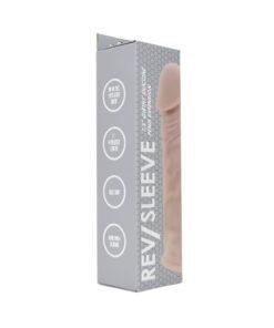 n12371 rev sleeves 7 5 inch girthy realistic silicone penis extension sleeve pkg 1