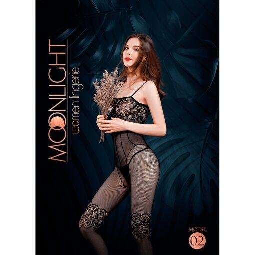 Moonlight Lace and Fishnet Bodystocking Black One Size - Image 4