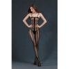 Moonlight Black Stripe Crotchless Bodystocking One Size