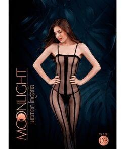 n11753 moonlight black stripe crotchless bodystocking os 3 1